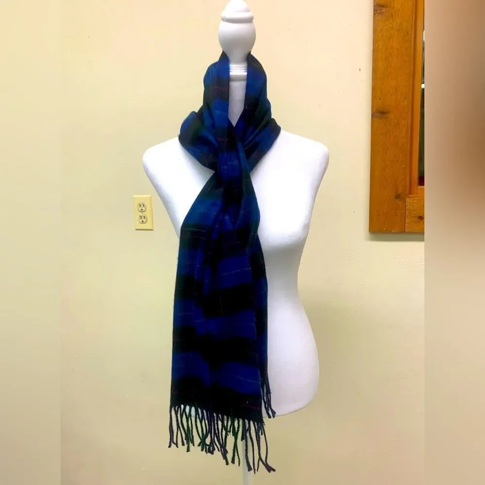 Authentic Vintage DIOR Blue Black Stripe Scarf Cashmaire Preloved
